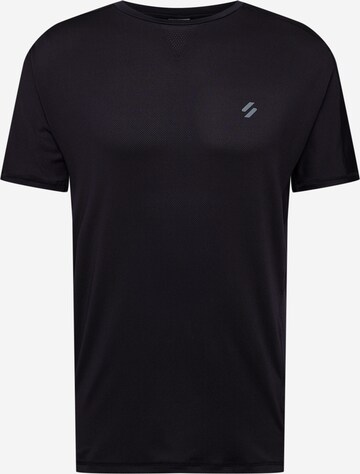 Superdry - Camiseta funcional en negro: frente