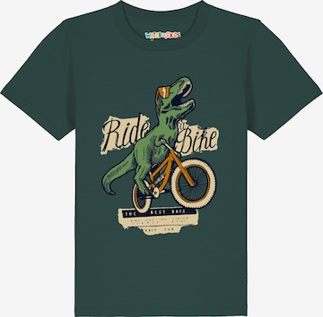 watabout.kids Shirt 'T-Rex Fahrrad' in Groen: voorkant