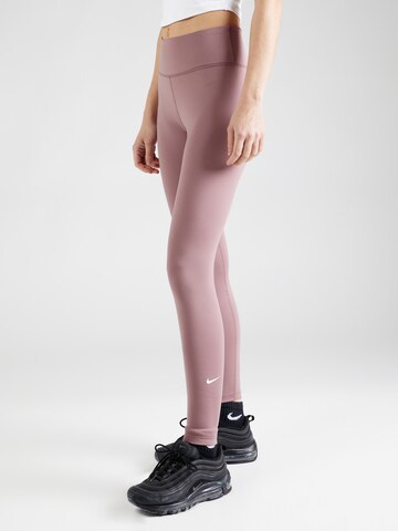 NIKE Skinny Workout Pants 'One' in Purple: front