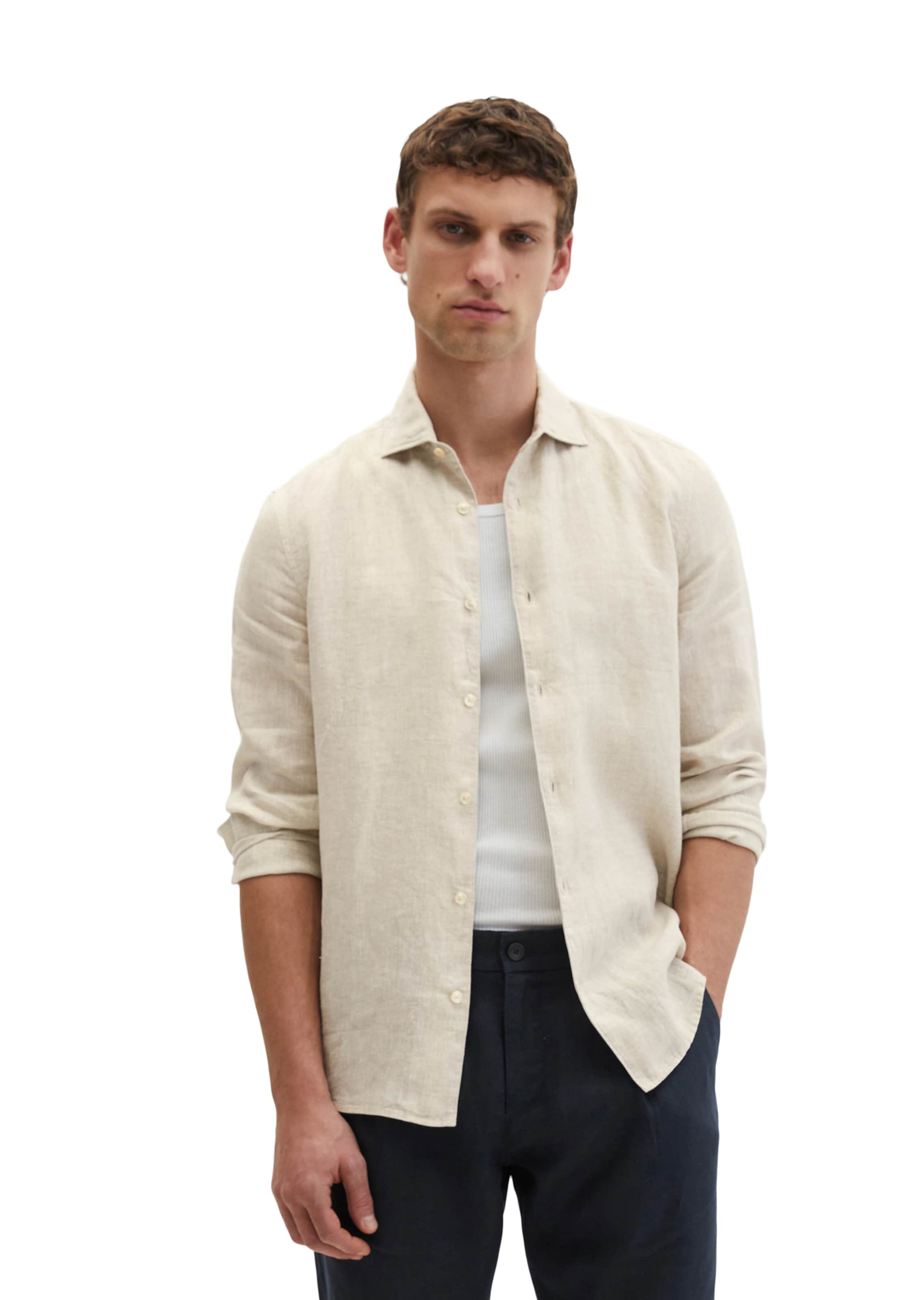 Marc O'Polo Regular fit Overhemd in Beige: voorkant