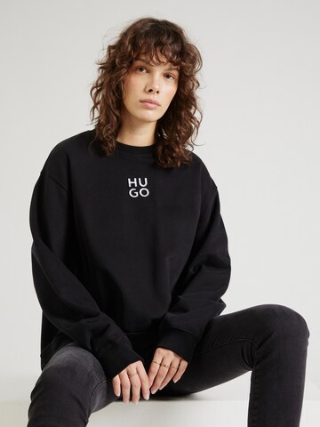 HUGOSweater majica - crna boja: prednji dio