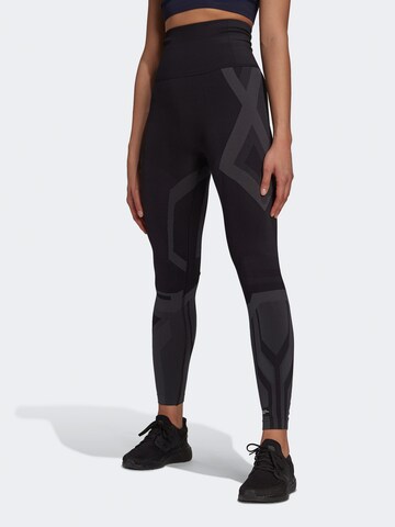 Skinny Pantaloni sport de la ADIDAS SPORTSWEAR pe negru: față