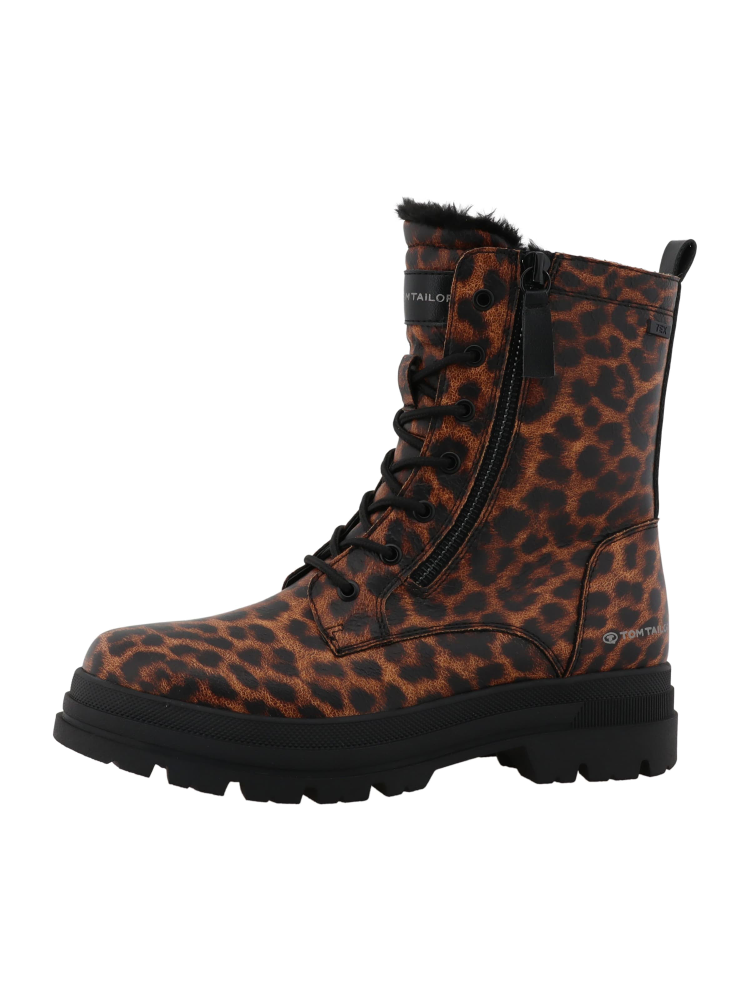 TOM TAILOR Lace-Up Ankle Boots in Brown: front