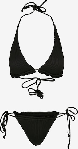 Urban Classics Triangle Bikini in Black: front