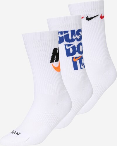 Sportinės kojinės 'Nike Everyday Plus Cushioned' iš NIKE, spalva – mėlyna / oranžinė / juoda / balta, Prekių apžvalga