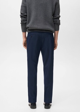MANGO MAN Slim fit Pleated Pants 'Johan' in Blue