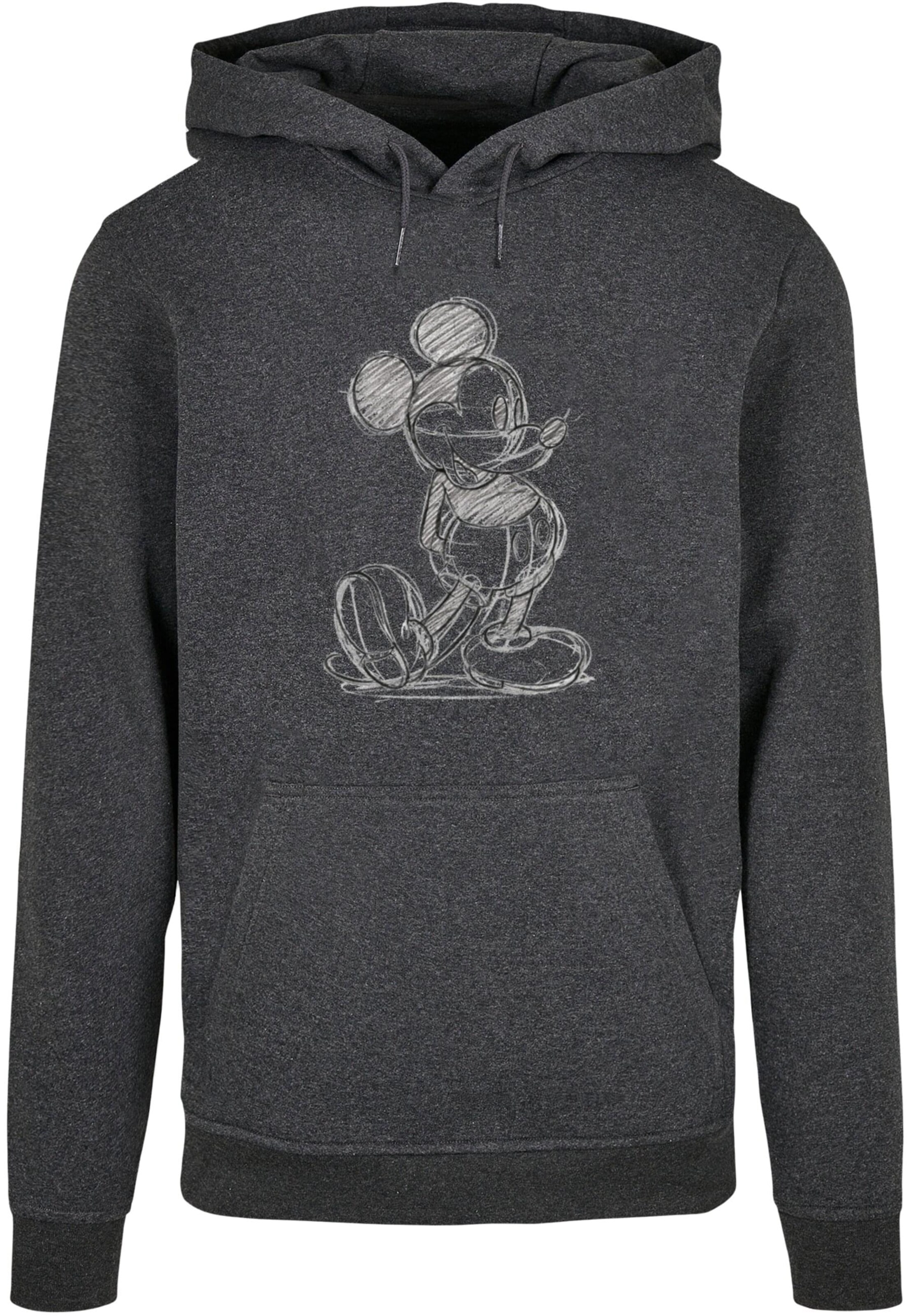 ABSOLUTE CULT Sweatshirt 'Mickey Mouse - Sketch Kick' in Grijs: voorkant