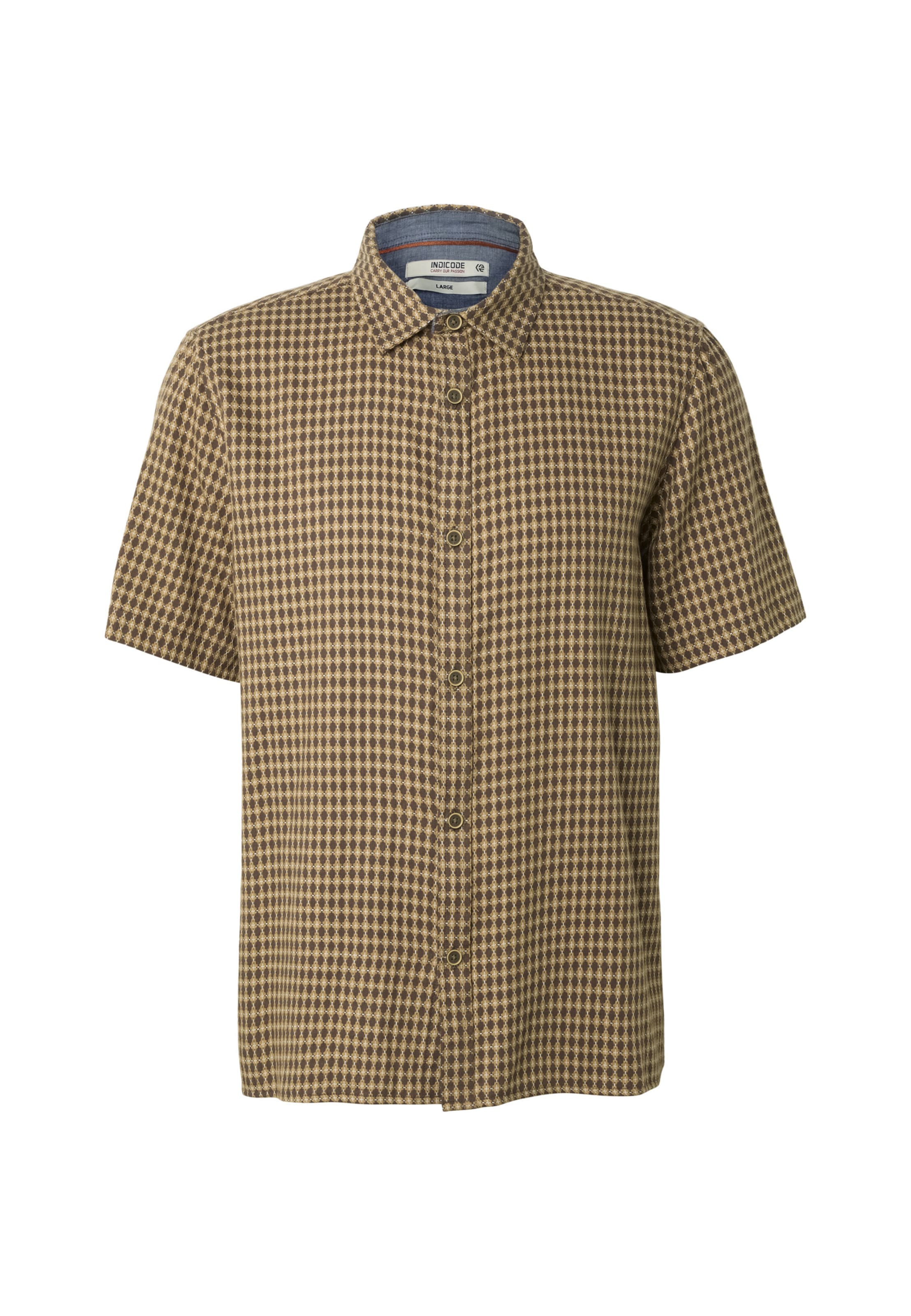 INDICODE JEANS Chemise 'Helmo' en chocolat / cappuccino / blanc, Vue avec produit
