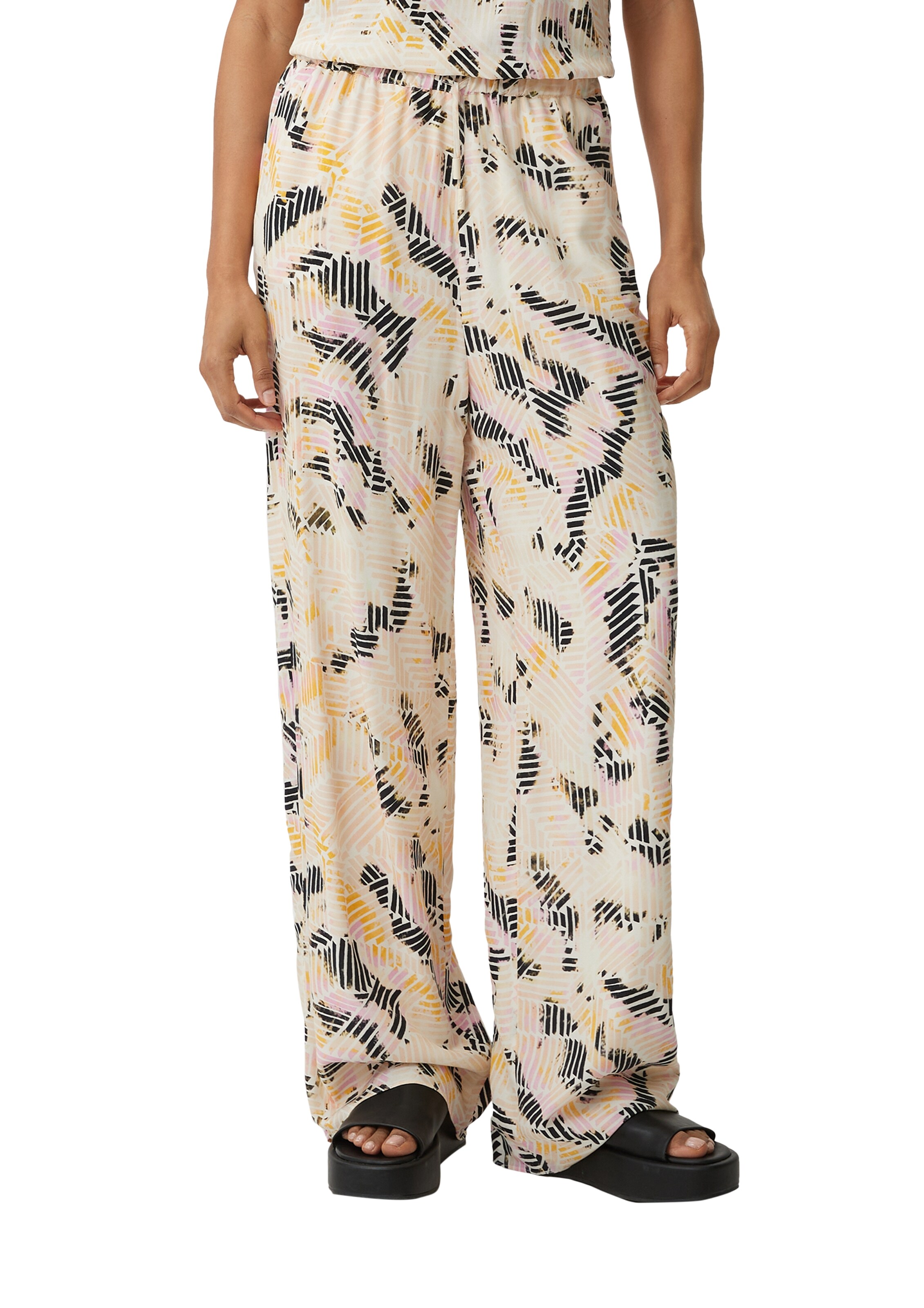 Wide Leg Pantalon comma casual identity en beige : devant