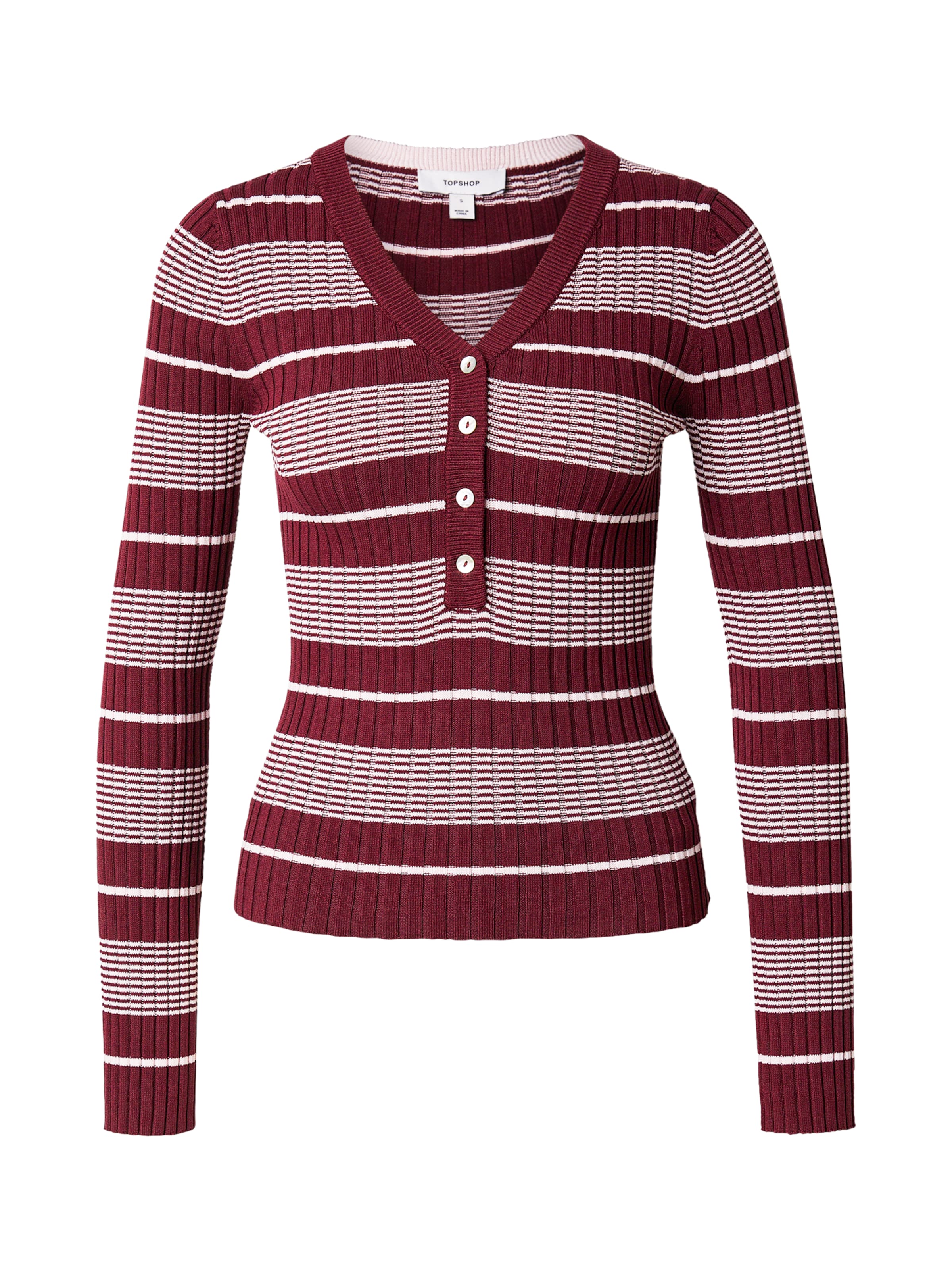 TOPSHOP Пуловер 'TRISTA' в карминено червено / бяло, Преглед на продукта