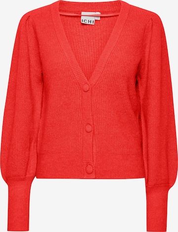 ICHI Knit Cardigan in Red: front