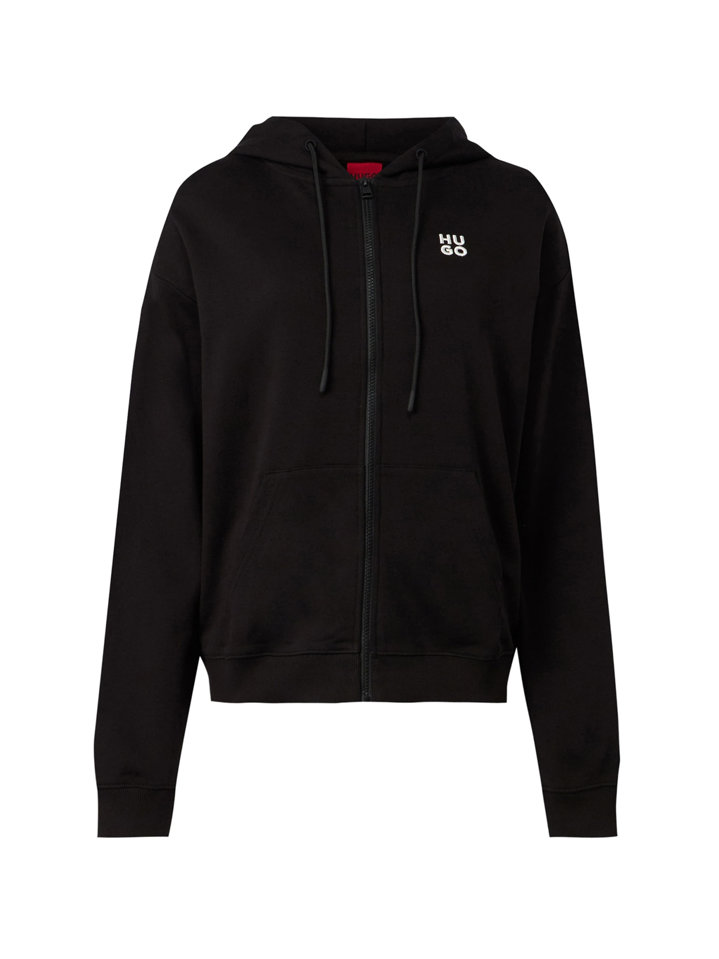 HUGO Zip-Up Hoodie 'Dalfine' in Black: front