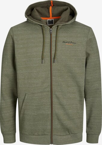 JACK & JONES Zip-Up Hoodie 'Berg' in Green: front