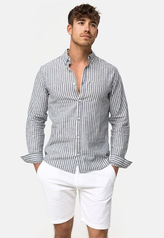 INDICODE JEANS Regular fit Button Up Shirt 'Brayden' in Grey: front