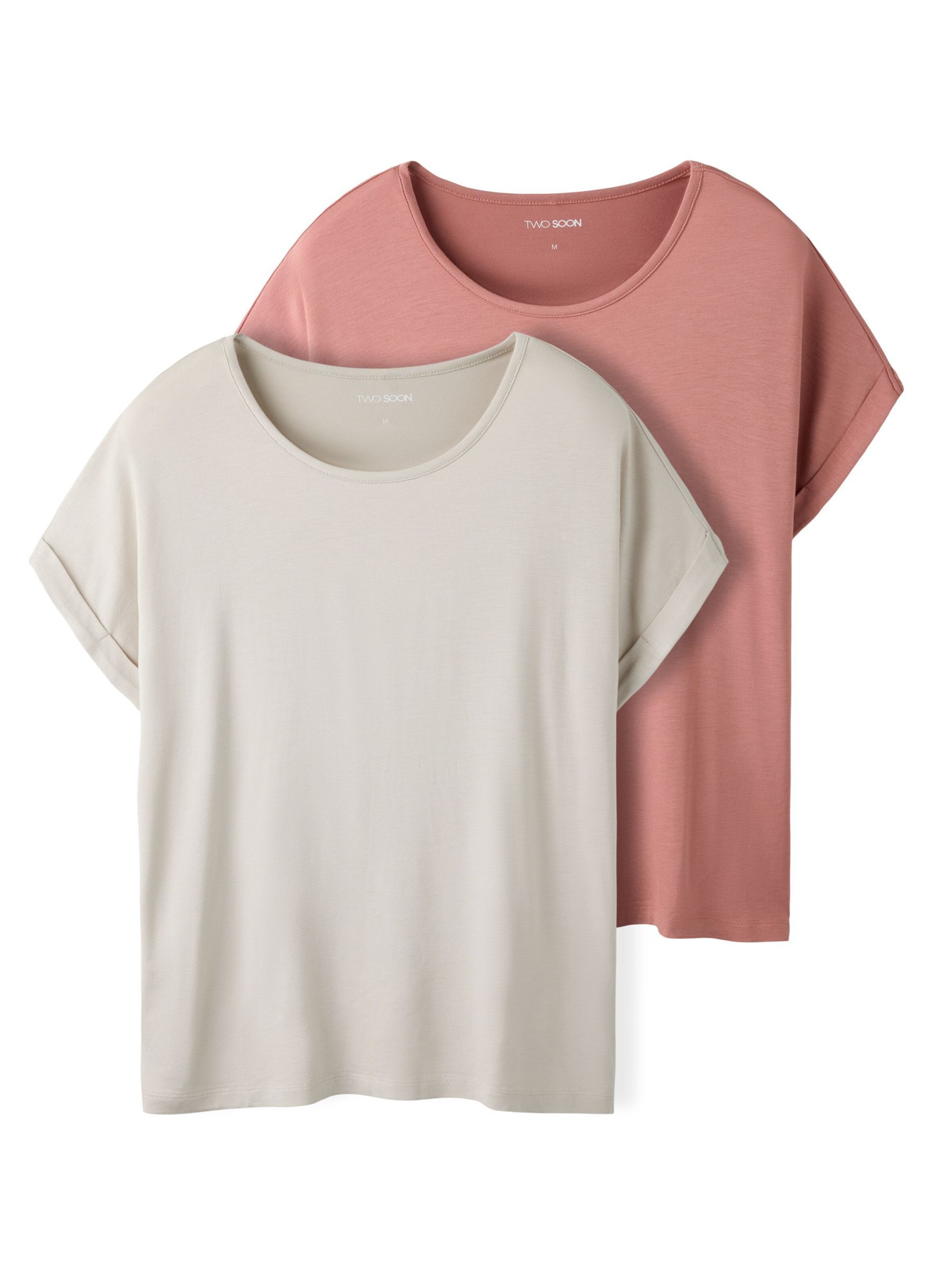 TWO SOON Shirt in de kleur Lichtgrijs / Oudroze, Productweergave