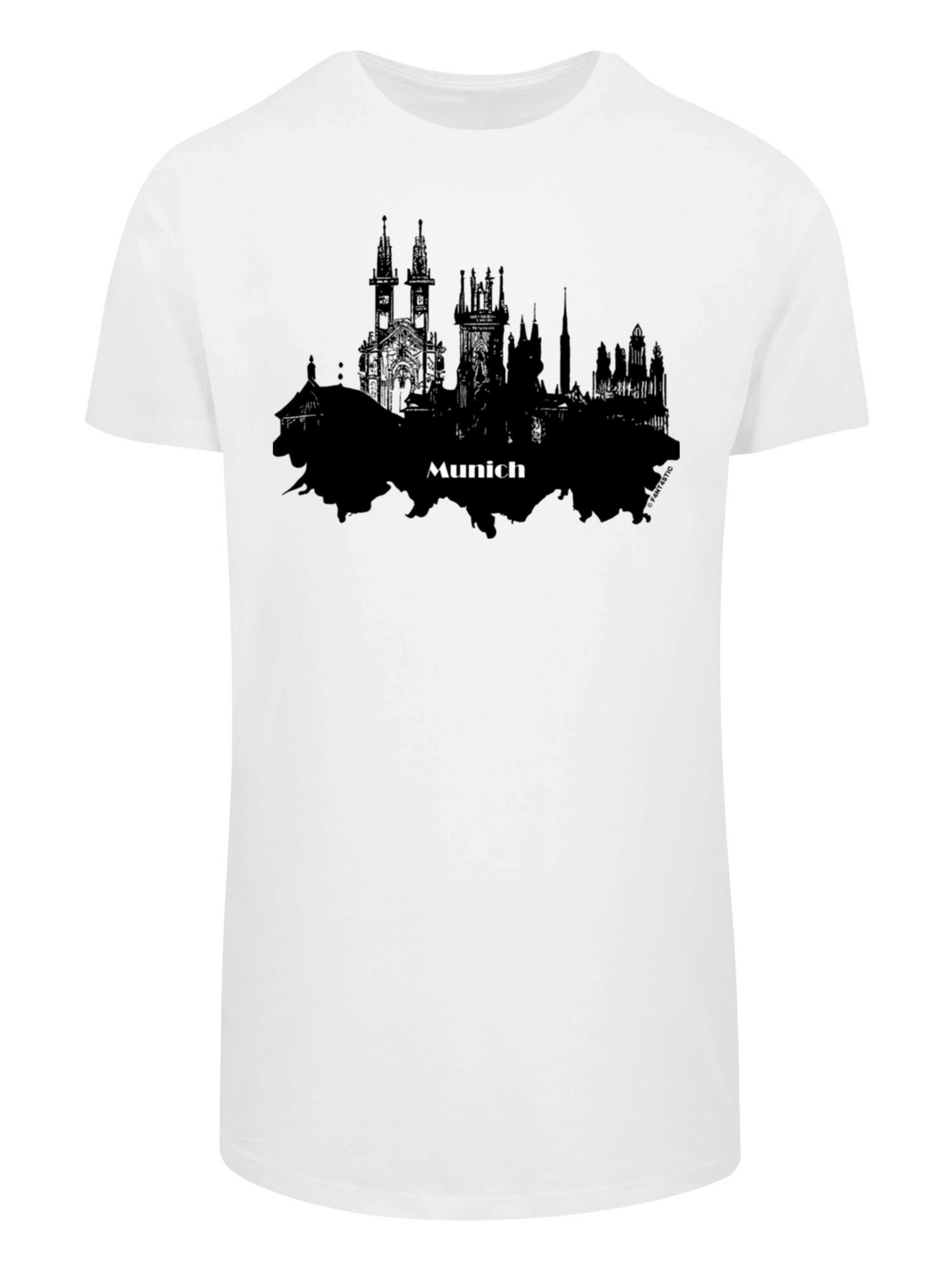 F4NT4STIC Shirt 'Cities Collection - Munich skyline' in Wit: voorkant