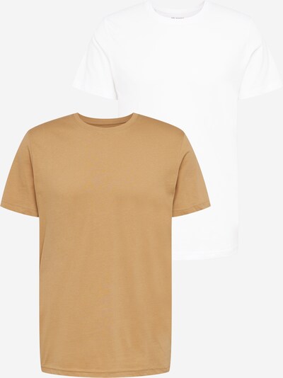 SELECTED HOMME Bluser & t-shirts 'CORMAC' i lysebrun / hvid, Produktvisning