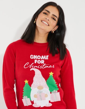 Threadbare Pullover 'Christmas Jumper Gnome' in Rot