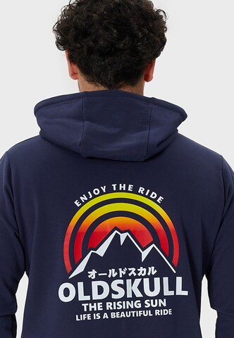 Oldskull Sweatjacke 'Retro Rising Sun' in Blau