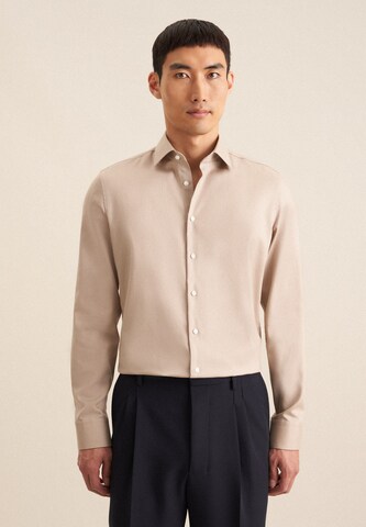 SEIDENSTICKER Slim fit Business shirt in Beige: front