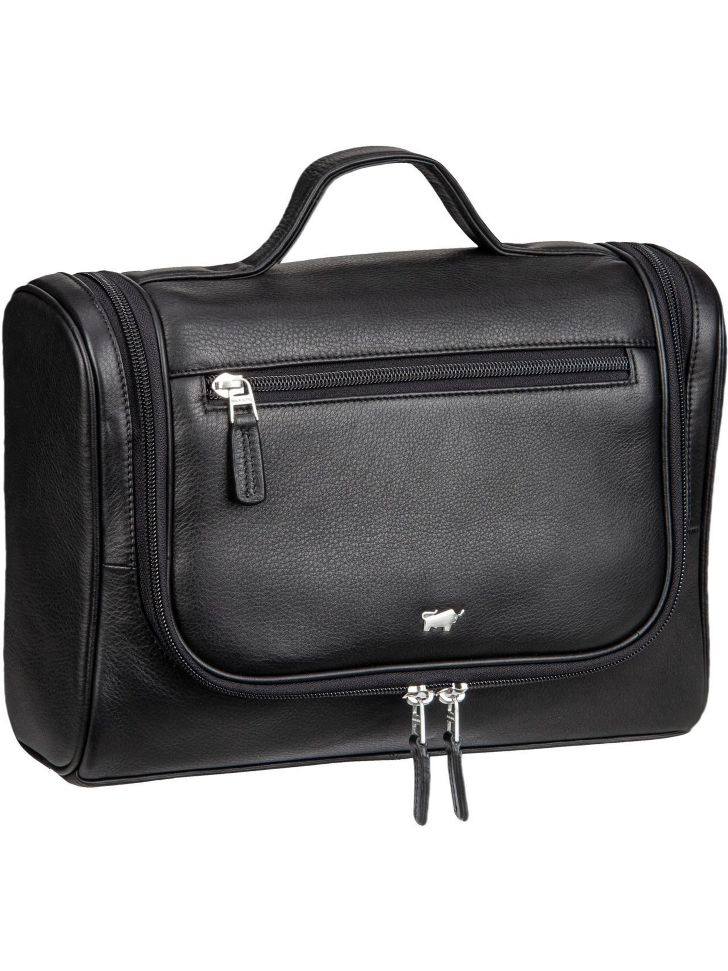 Braun Büffel Kulturbeutel in Schwarz: Vorderseite