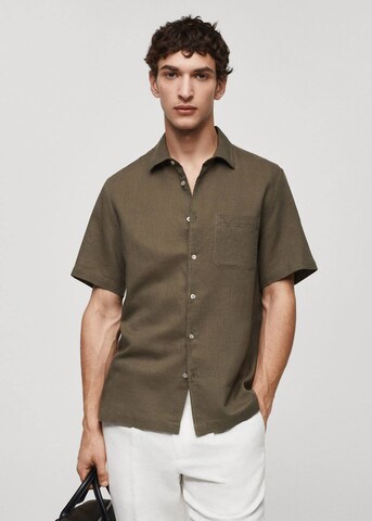 MANGO MAN Regular fit Button Up Shirt 'ants' in Green: front