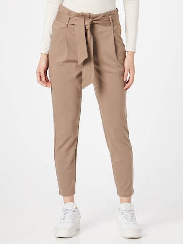VERO MODA Loose fit Pleat-Front Pants 'Bailey' in Brown: front