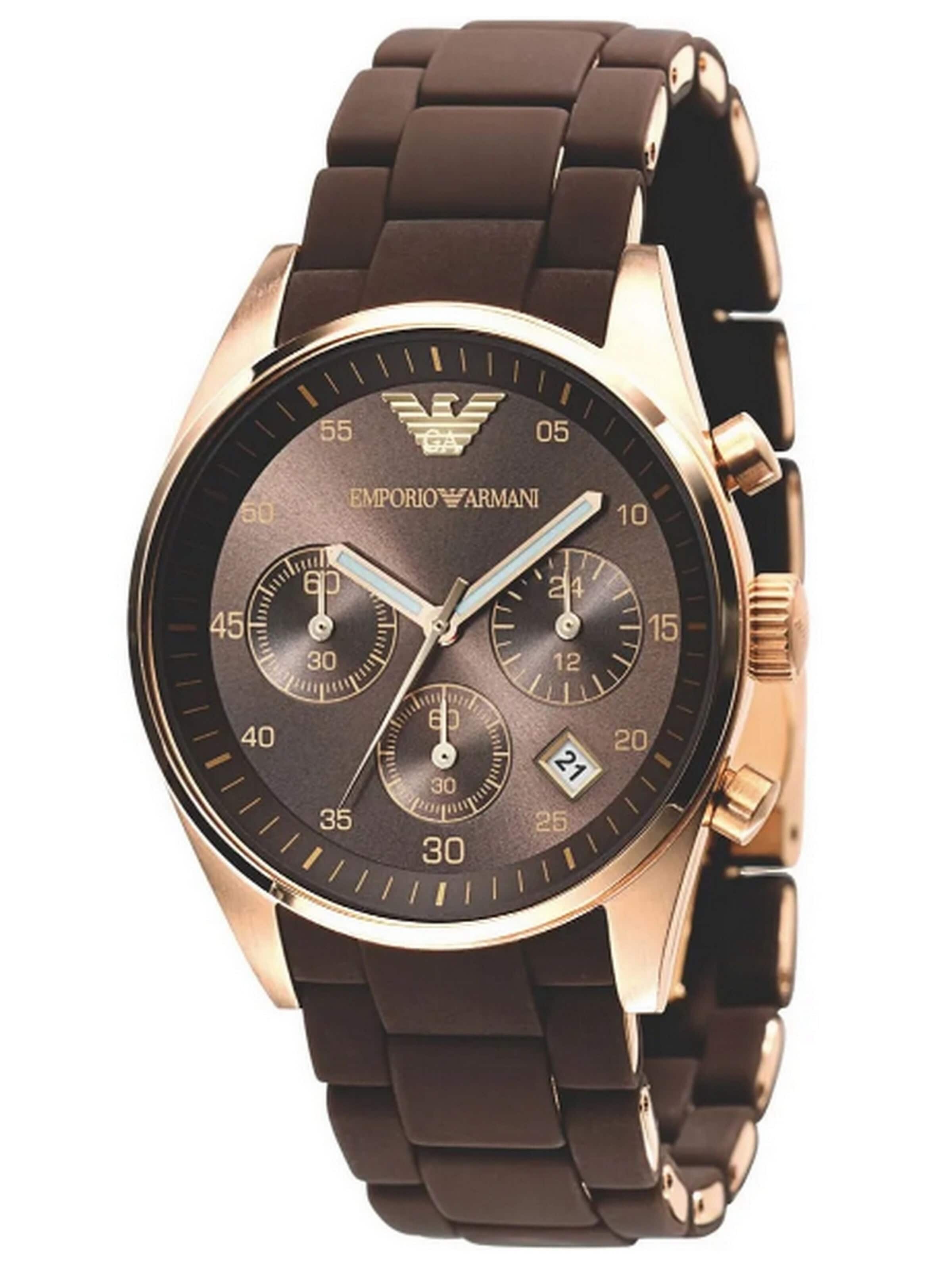 Emporio Armani Analoog horloge 'Tazio Medium' in Bruin: voorkant