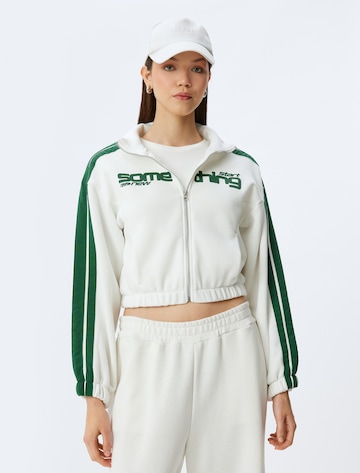 Koton Zip-Up Hoodie in White: front