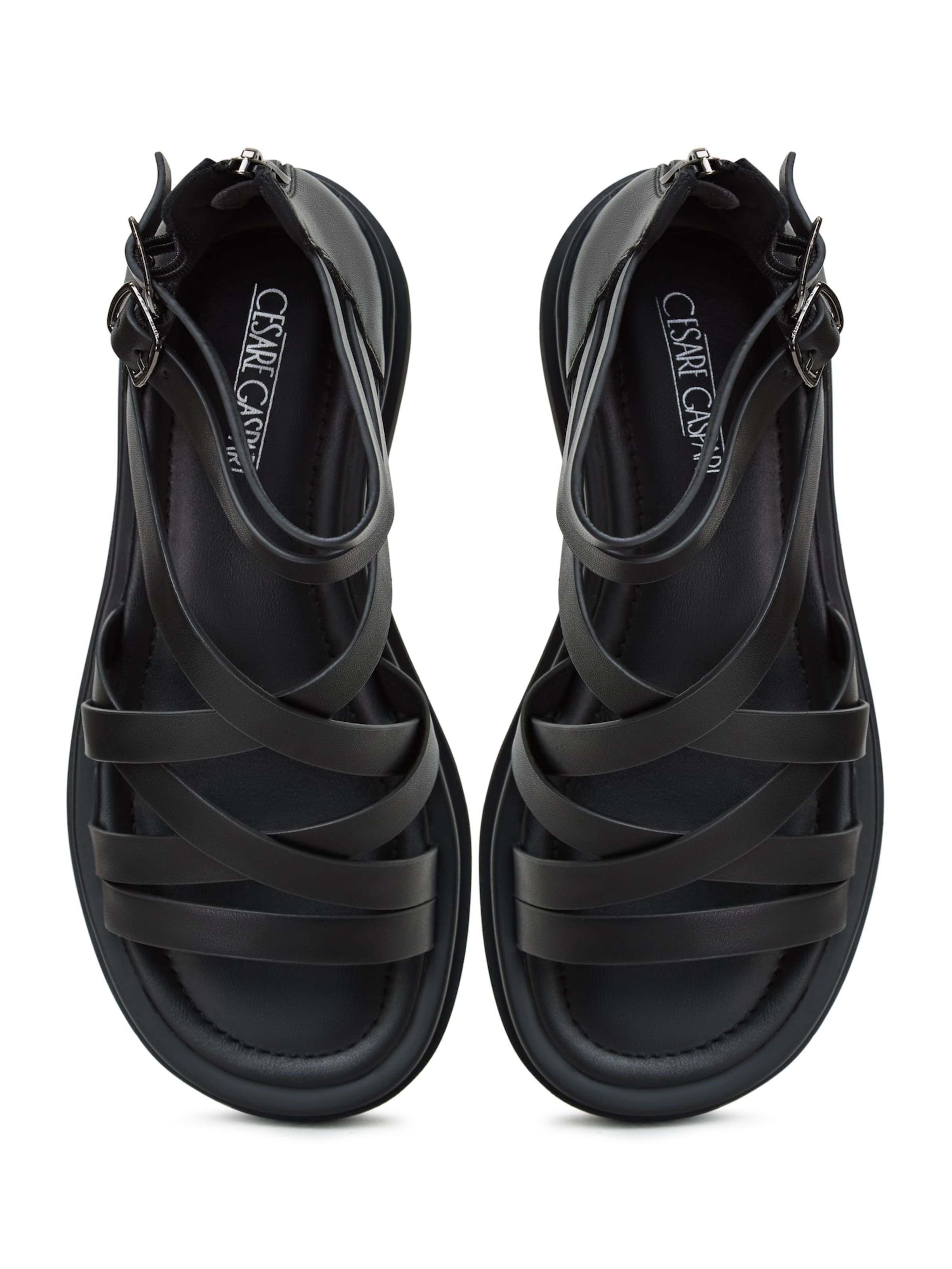 CESARE GASPARI Strap Sandals in Black