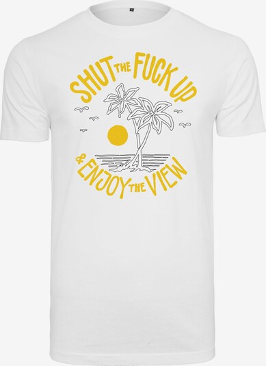 Mister Tee Shirt 'Shut the Fuck Up & Enjoy The View' in de kleur Geel / Lichtgrijs / Wit, Productweergave