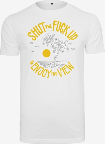 T-Shirt 'Shut the Fuck Up & Enjoy The View' Mister Tee en blanc : devant