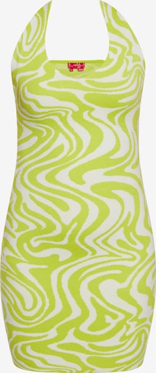 Rochie tricotat swirly pe verde măr / alb lână, Vizualizare produs