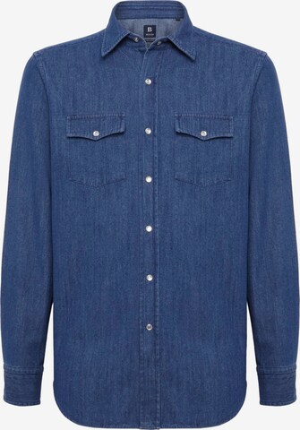 Boggi Milano Regular fit Overhemd in Blauw: voorkant