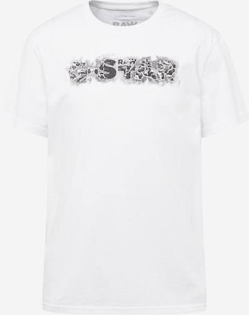 G-Star RAW Тениска 'Distressed' в бяло: отпред