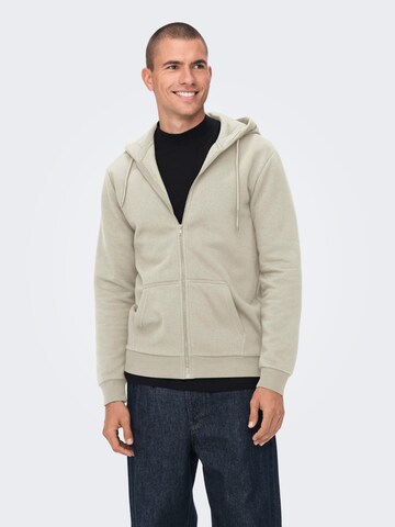 Only & Sons Regular fit Sweat jacket 'CERES' in Grey: front