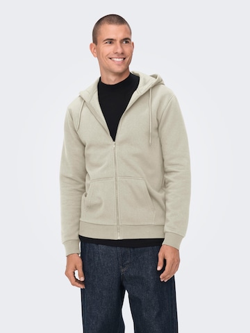 Only & Sons Regular fit Zip-Up Hoodie 'CERES' in Grey: front