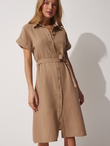 Happiness İstanbul Košeľové šaty - Béžová