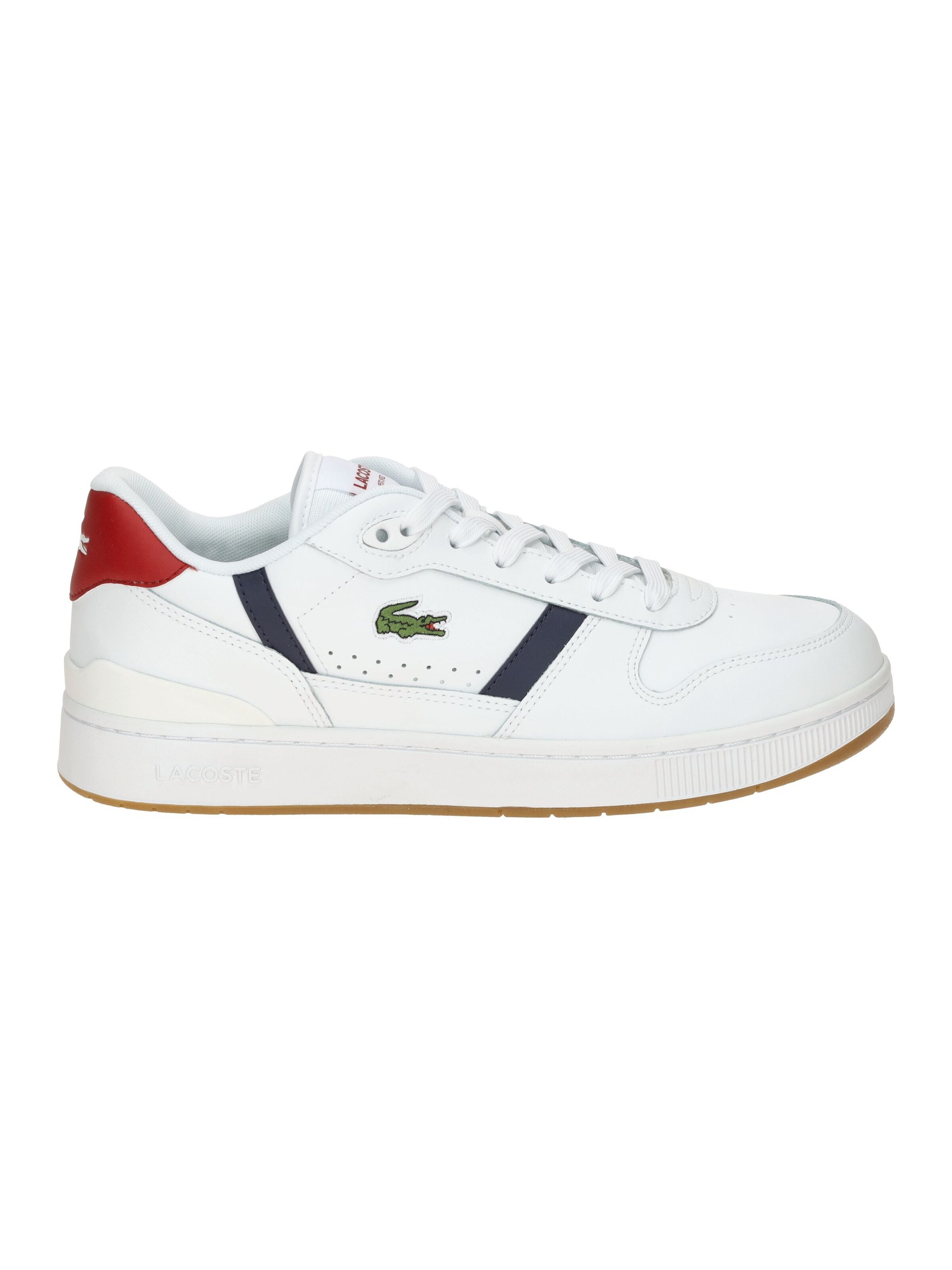 LACOSTE Lace-up shoe 'Lacoste T-Clip Set Schuhe Sneakers weiß rot navy 0094' in White