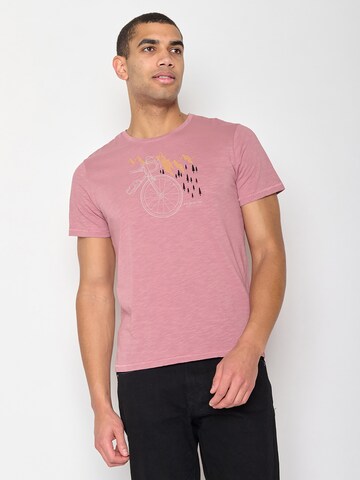 GREENBOMB Shirt 'Bike Nature Park' in Pink: front