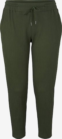 Tom Tailor Women + Regular Byxa i grön: framsida