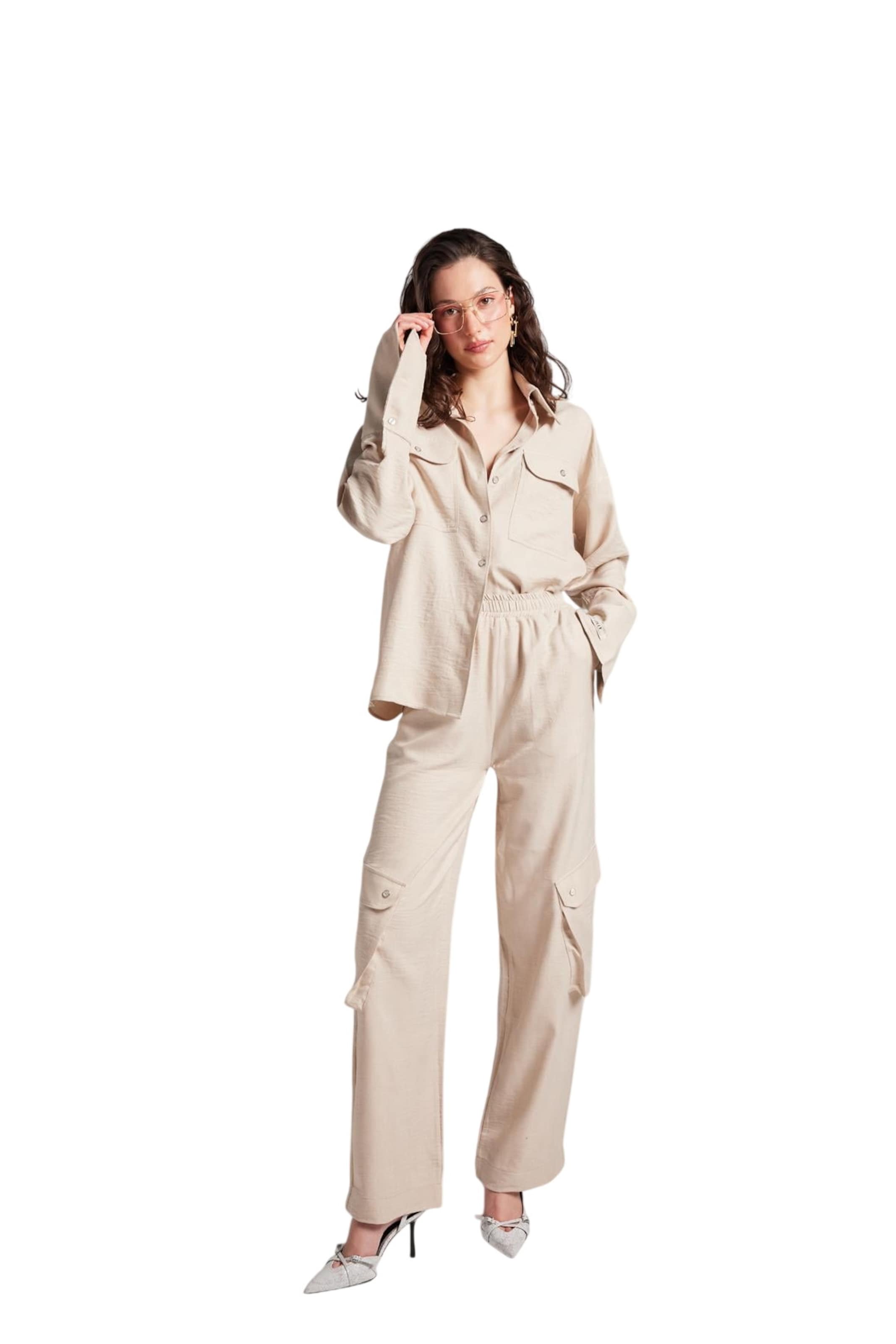 HOLLY LOLLY Loosefit Hose in Beige: Vorderseite