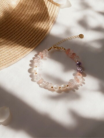 Nemomatheo Bracelet 'Mondlicht – Natursteinarmband mit Süßwasserperle' in Gold