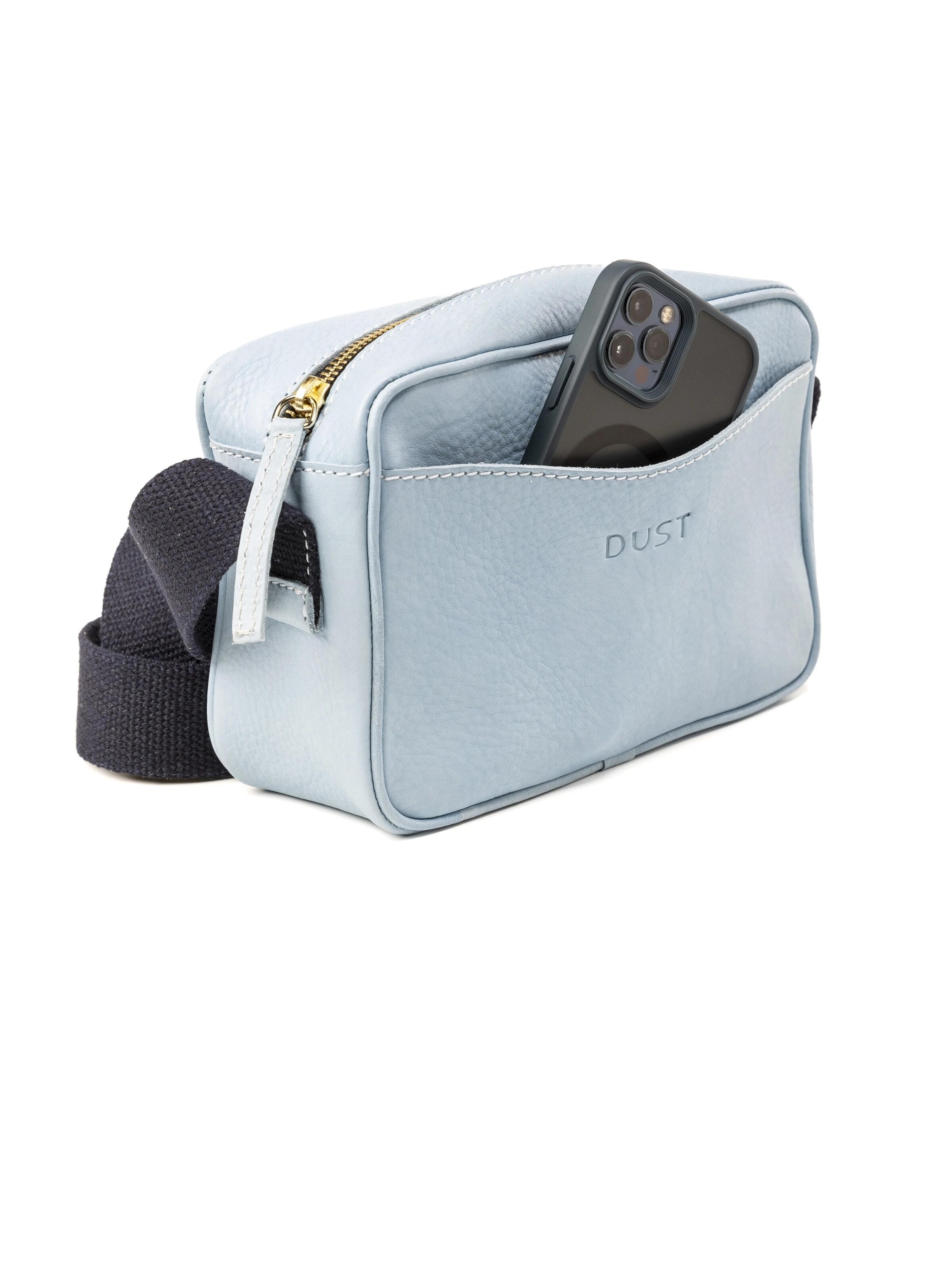 THE DUST COMPANY Taška přes rameno 'Leather Crossbody Light Blue The Sausalito Collection' – modrá