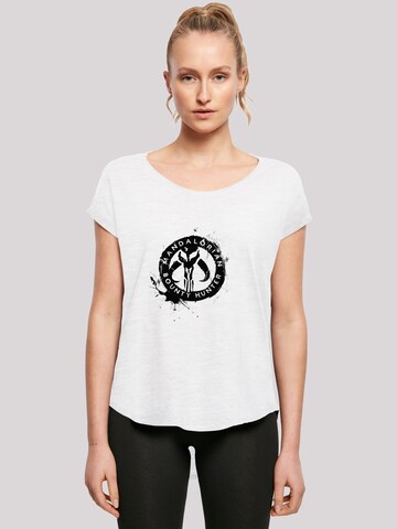 T-shirt 'Star Wars The Mandalorian Bounty Hunter Splatter Skull' F4NT4STIC en blanc : devant