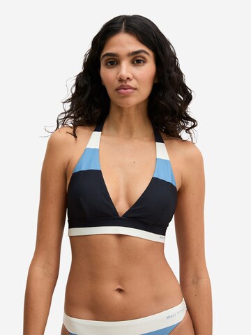 Marc O'Polo Triangel Bikinitop ' Summer Stripes ' in Blauw: voorkant