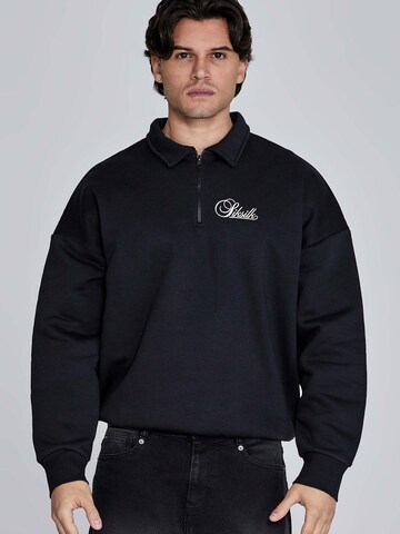 SikSilk Sweatshirt 'Essentials Polo Sweater'‌‌‌‌ in Schwarz