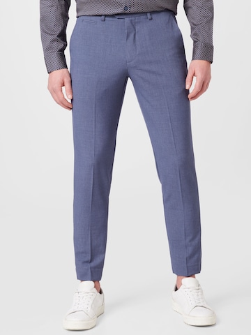 Lindbergh Slim fit Pleated Pants in Blue: front