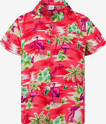 King Kameha Shirt 'Flamingos' in Rood: voorkant