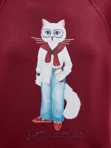 Cat e Lolette Sweatshirt 'Cat with Coffee' in Red